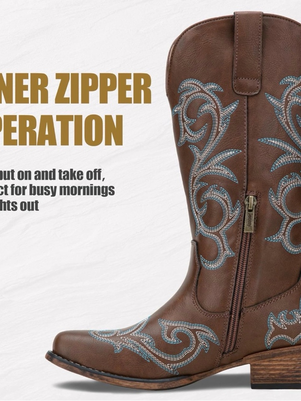 Women's Cowboy Boots Wide Calf, Mid Calf Western Cowgirl - Picture 5 of 9